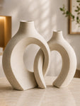 Harmony Loop Ceramic Vases | White | 21 cm | Set of 2