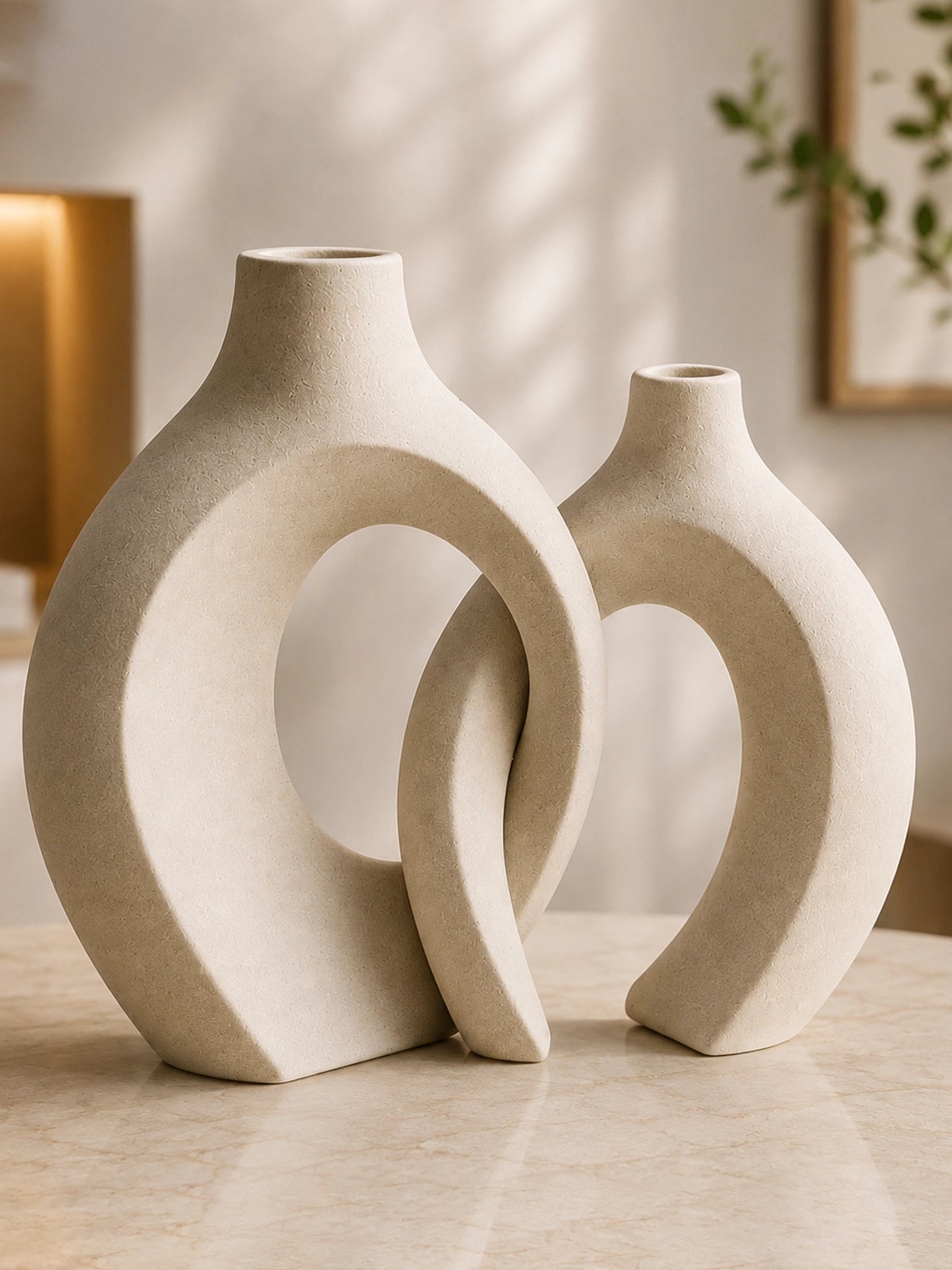 Harmony Loop Ceramic Vases | White | 21 cm | Set of 2
