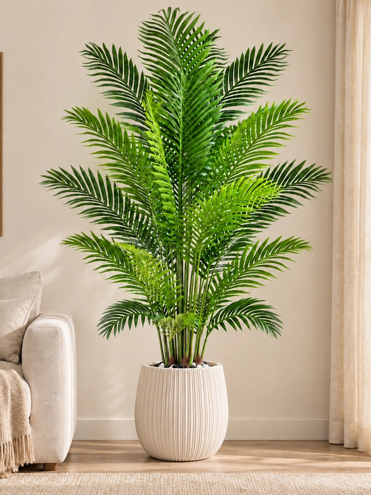 Artificial Areca Palm Plant | 210 cm | 21 Leaves | With Basic Pot