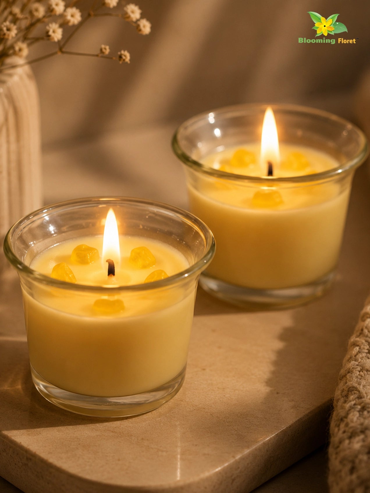 Glass Candle | Vanilla | 5 cm | Set of 1, 2 Pcs