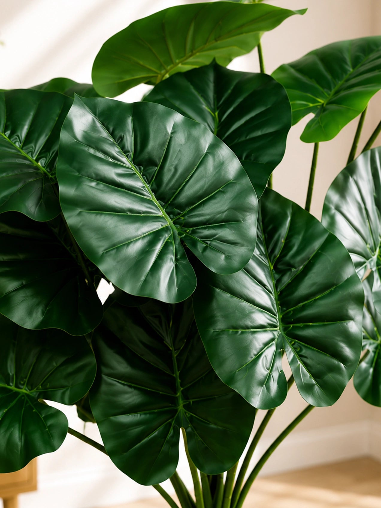 Artificial Philodendron Plant | Dark Green Leaves | 65 cm | 18 Leaves | With Basic Pot