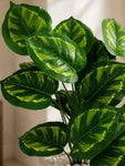 Artificial Philodendron Plant | Patterned Green Leaves | 65 cm | 18 Leaves | With Basic Pot