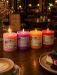 French, Lime Basil & Citrus, Rose Men's, Rose Garden - Scented Pillar Candle | 8 cm | Set of 4