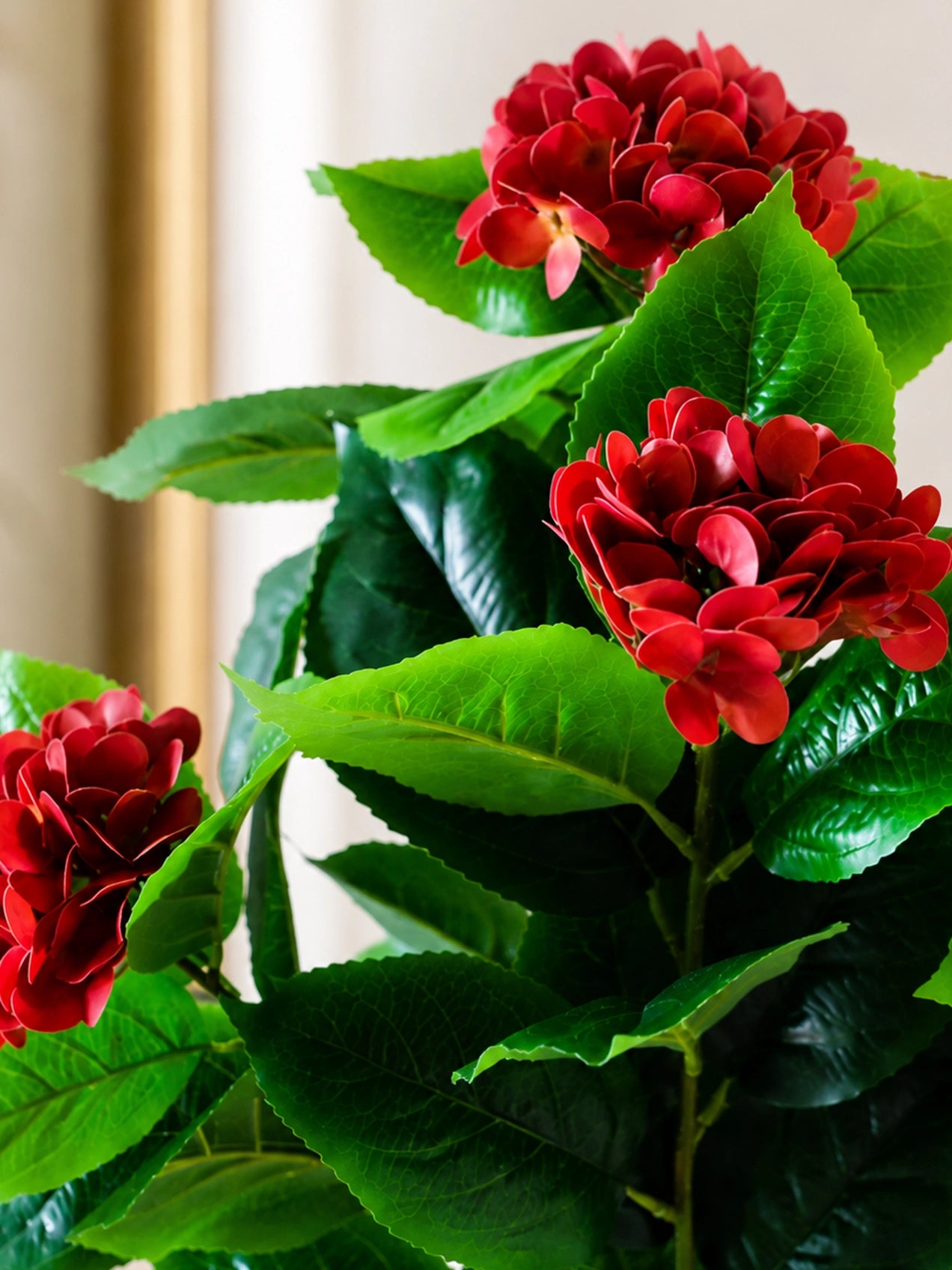 Artificial Hydrangea Flower Bunch | Red | 72 cm