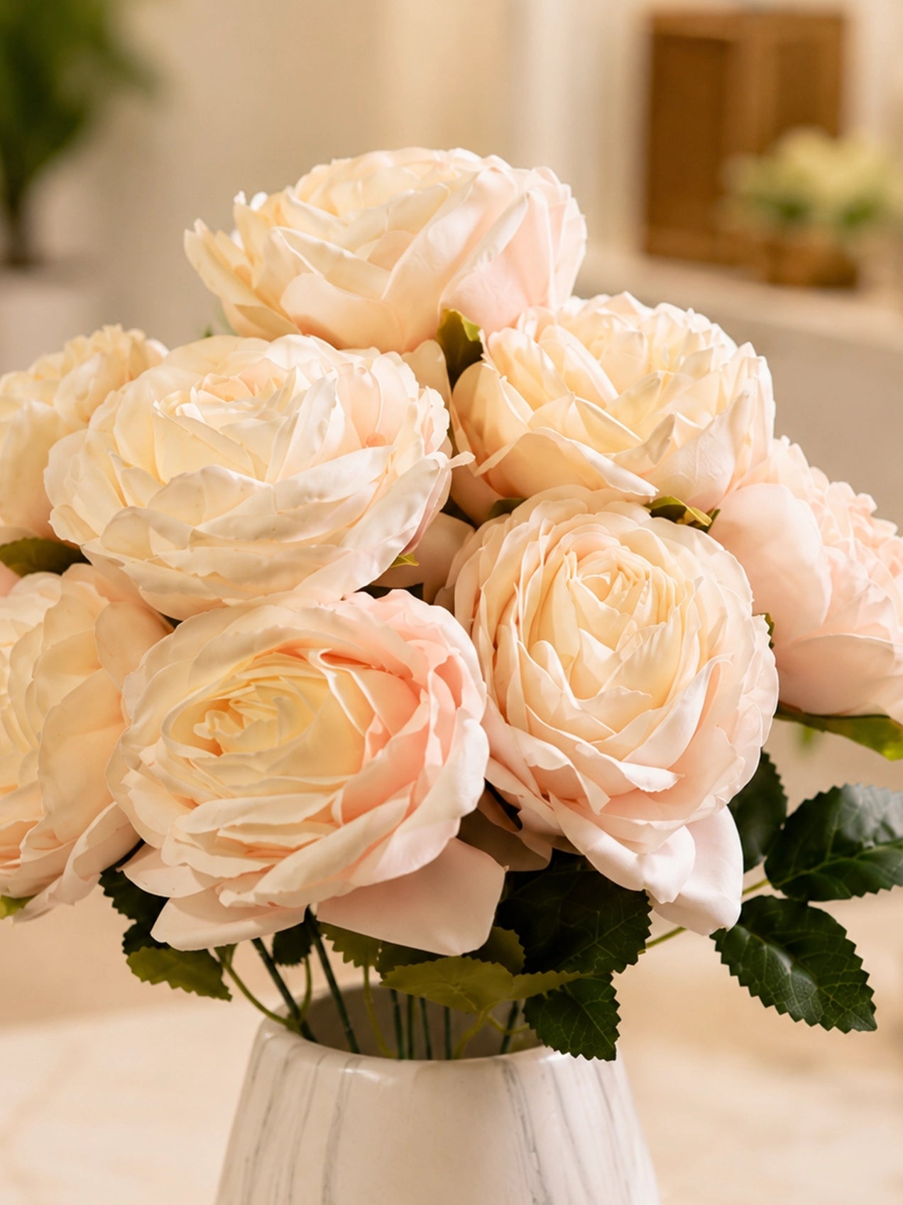Artificial Rose Flower Bunch | Off White | 40 cm