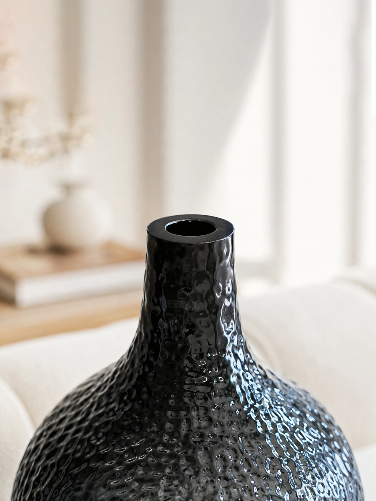 Globular Glass Vase | Black | 25 cm