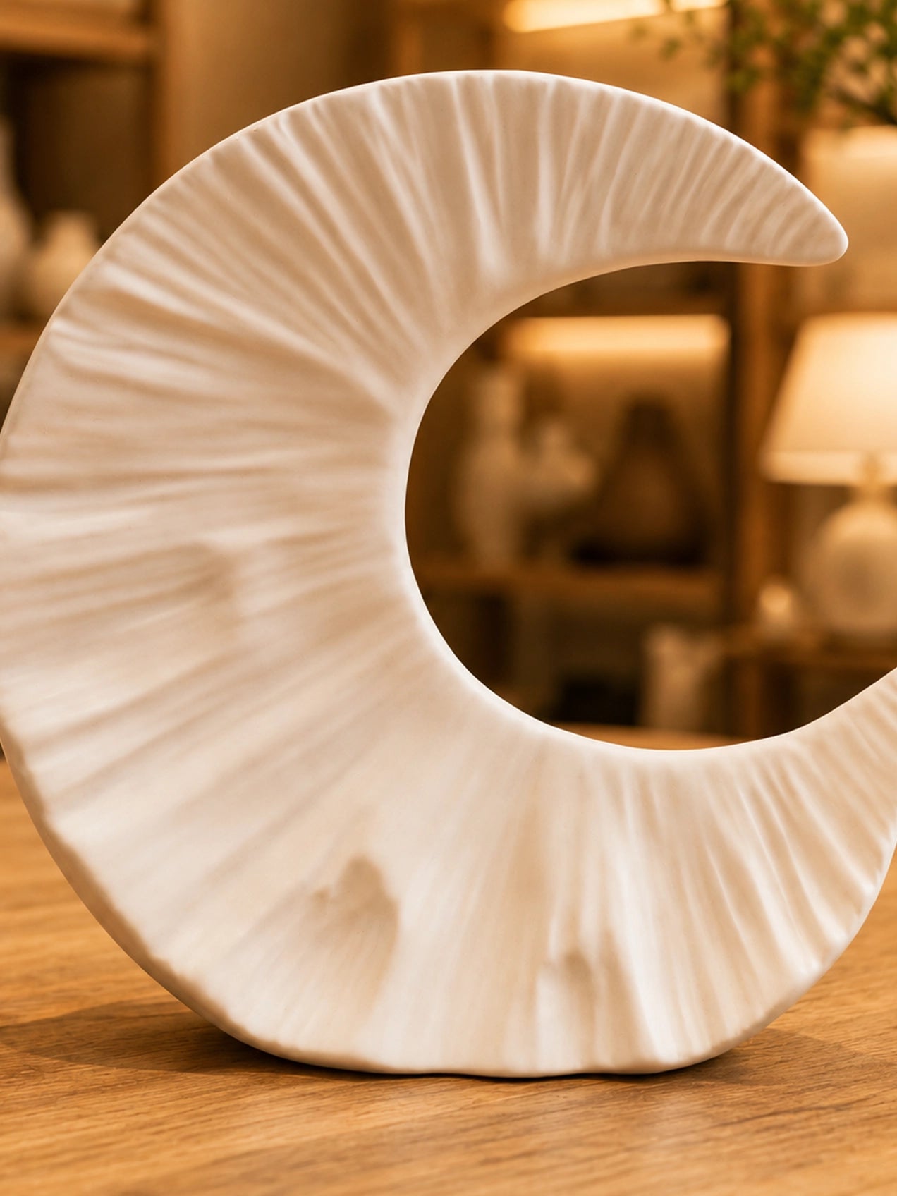 Half-Moon Ceramic Vase | Beige | 18 cm
