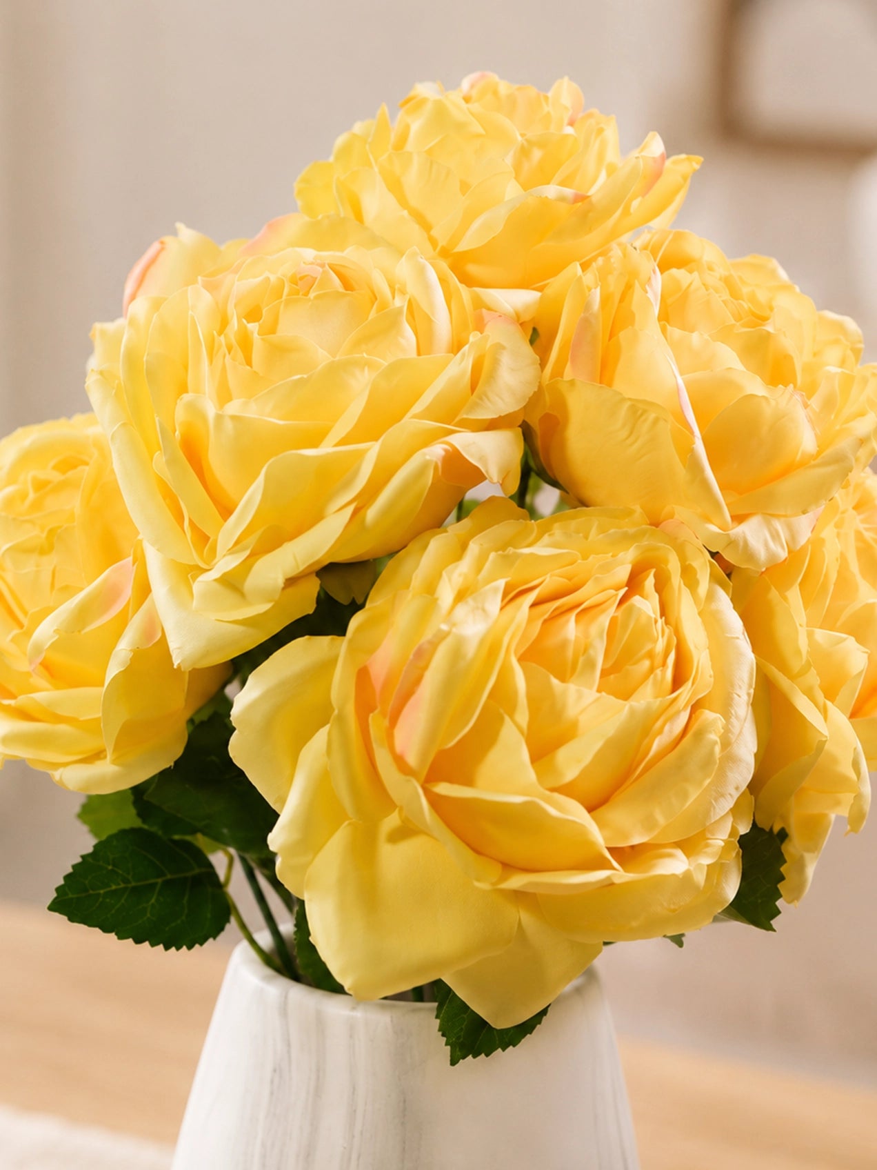 Artificial Rose Flower Bunch | Yellow | 40 cm