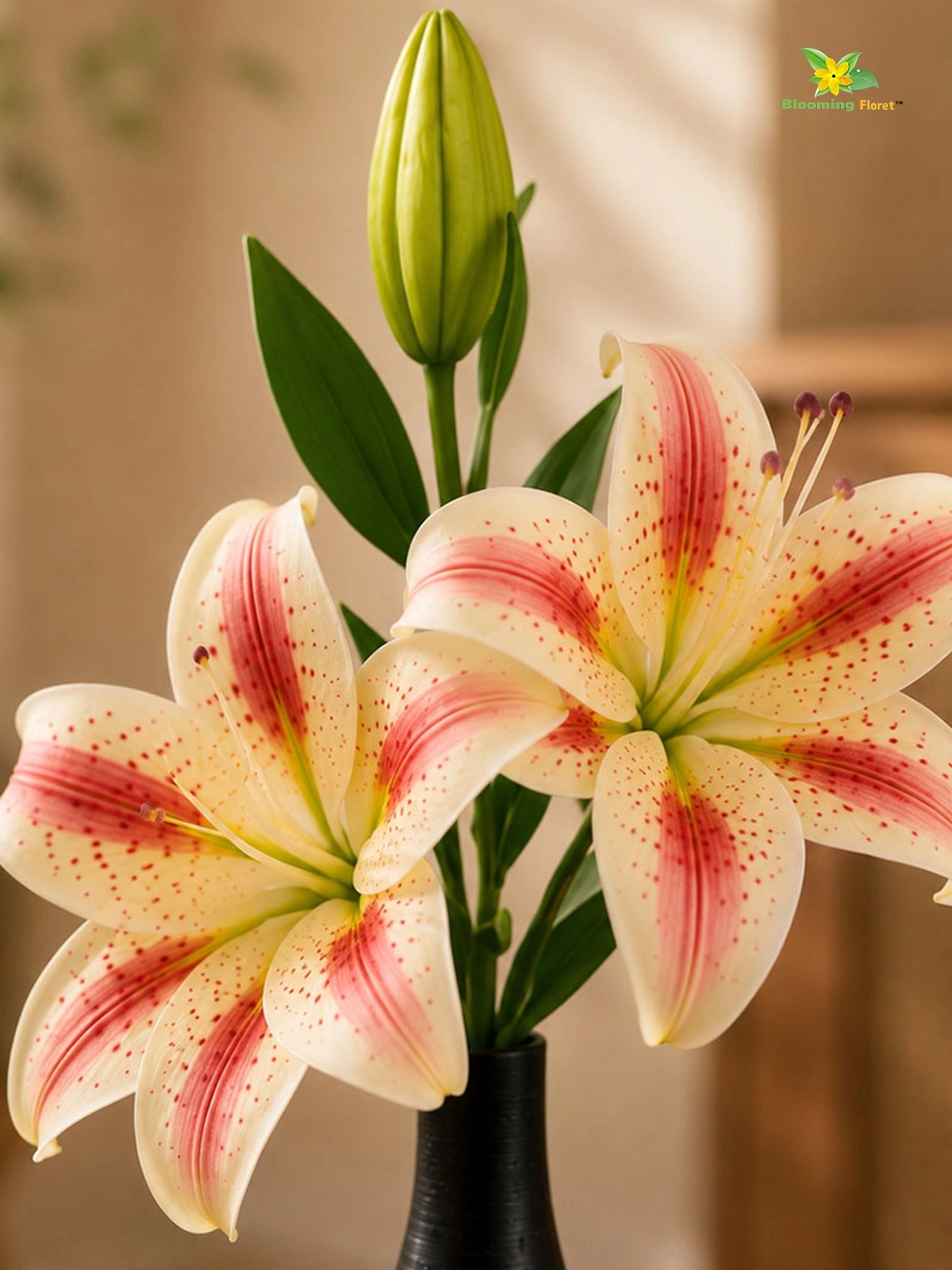 Artificial Lily Flower Stick | Light Pink | 35 cm | Set of 2