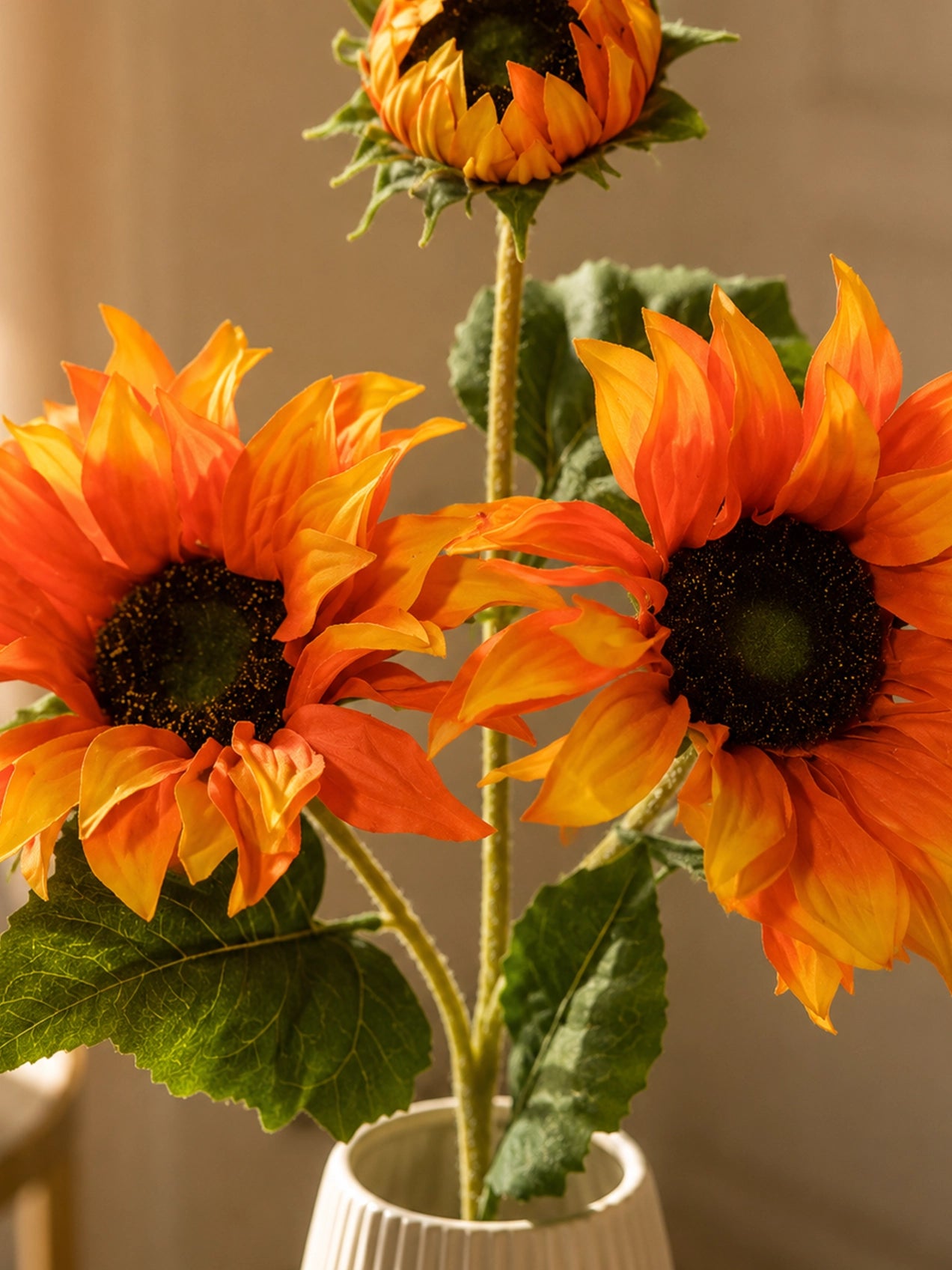Artificial Sunflower Stick | Orange | 78 cm | Set of 2