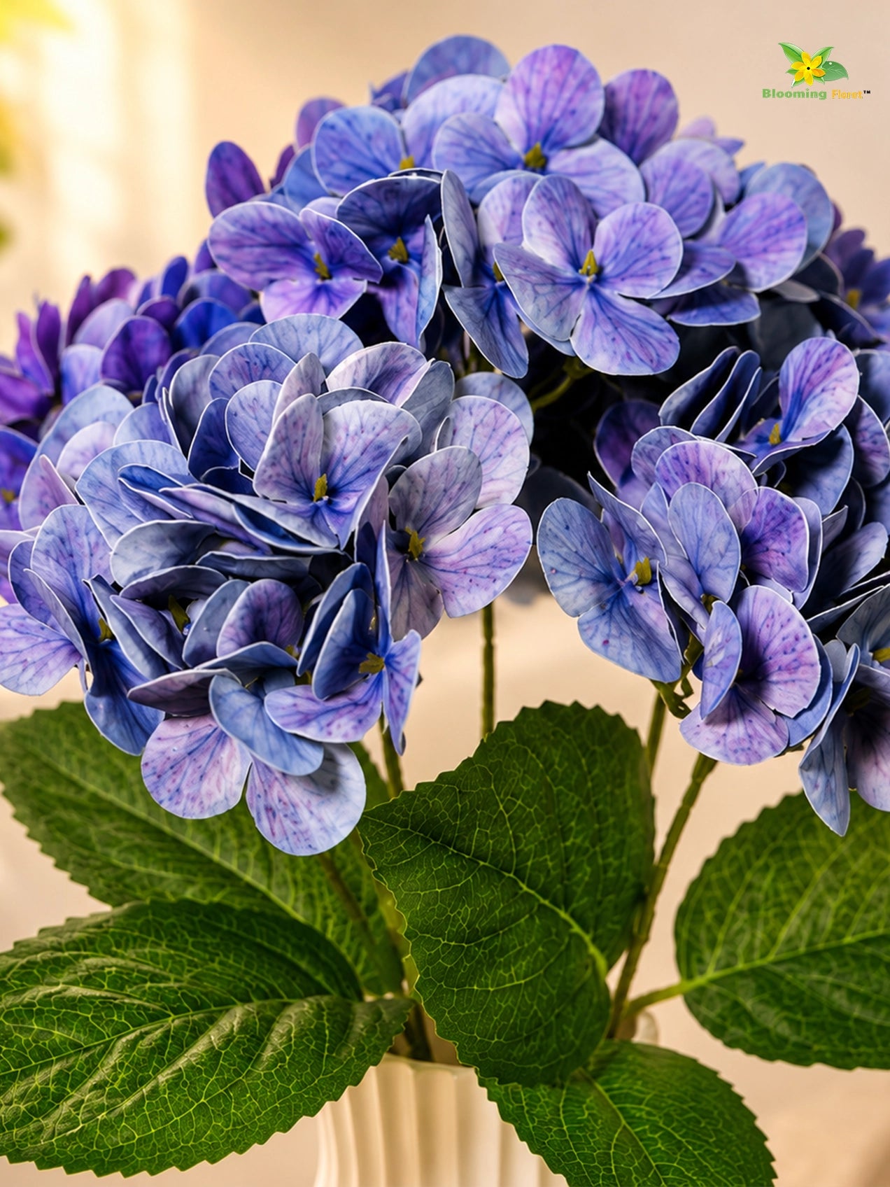 Artificial Hydrangea Flower Bunch | Blue | 42 cm
