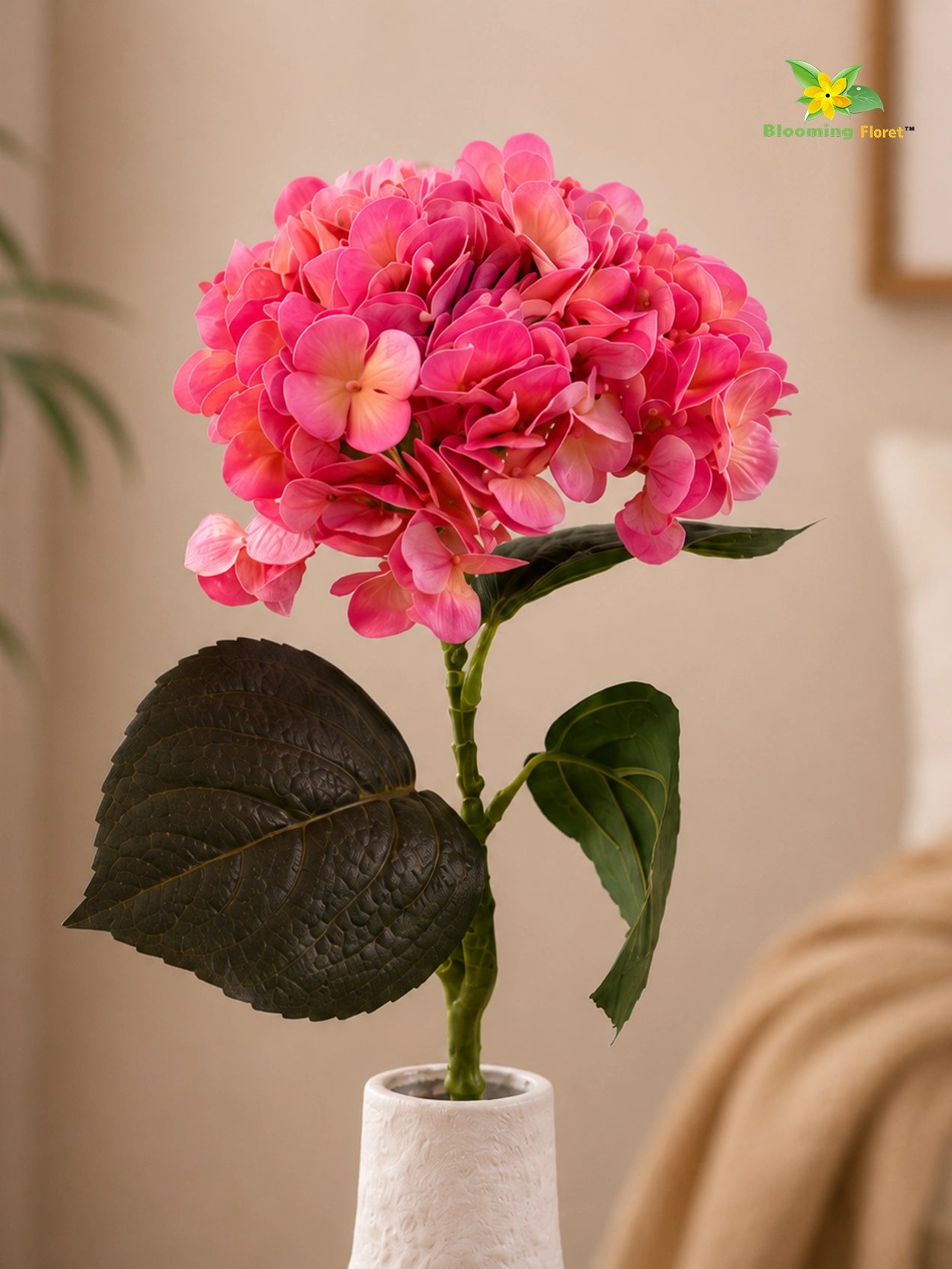 Hydrangea Flower Stick | Rose Red | 63 cm