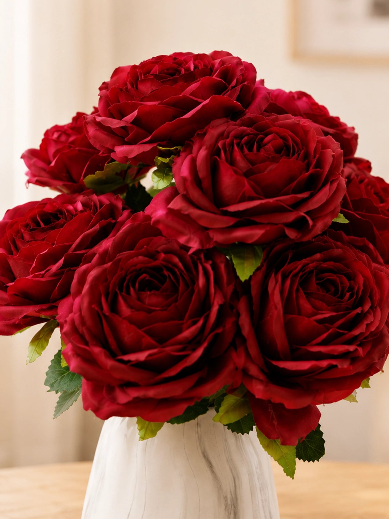 Artificial Rose Flower Bunch | Red | 40 cm