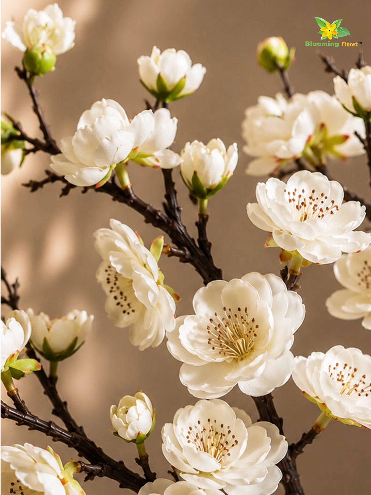 Small Plum Blossom Flower Stick | White | 35 cm | Set of 2