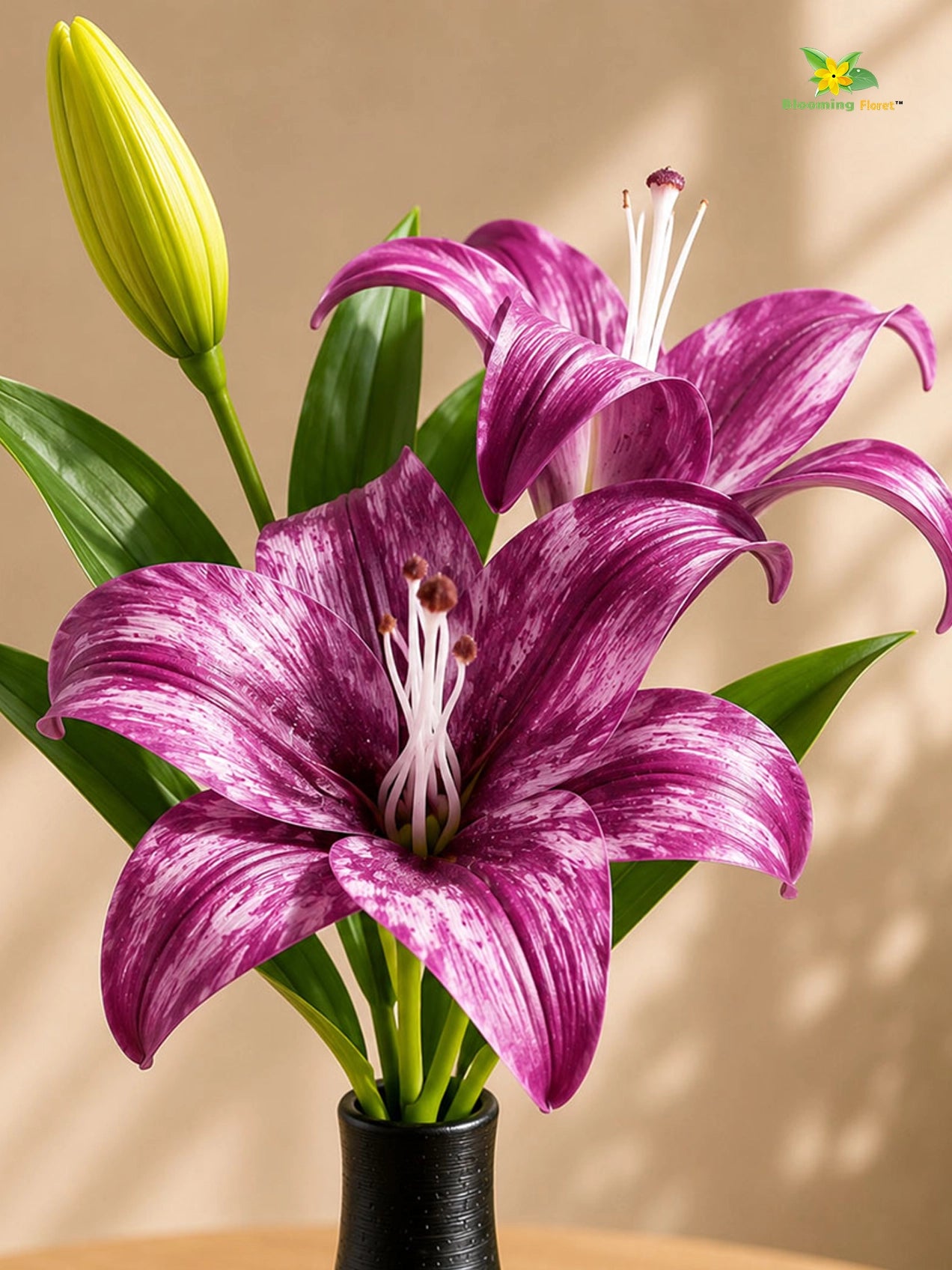 Artificial Lily Flower Stick | Purple | 35 cm | Set of 2