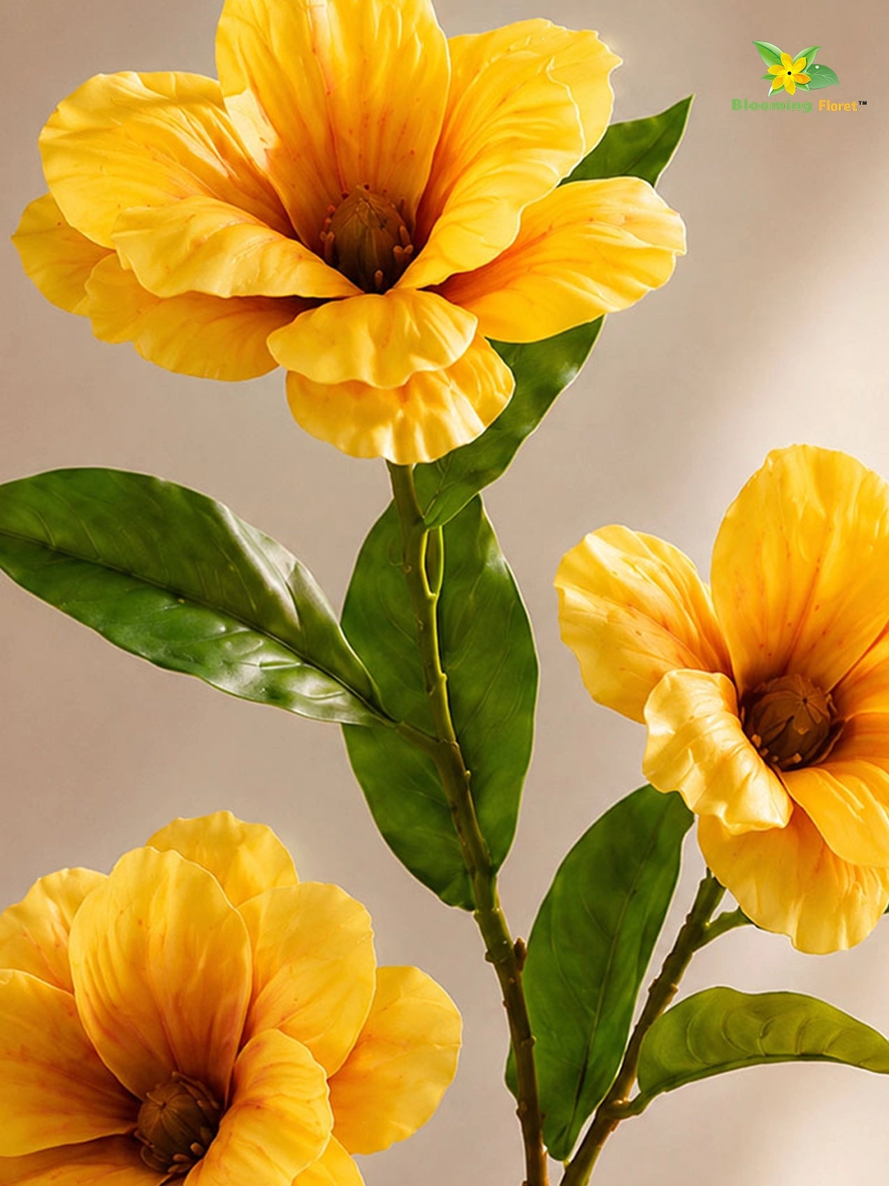 Magnolia Flower Stick | Yellow | 95 cm | Set of 2