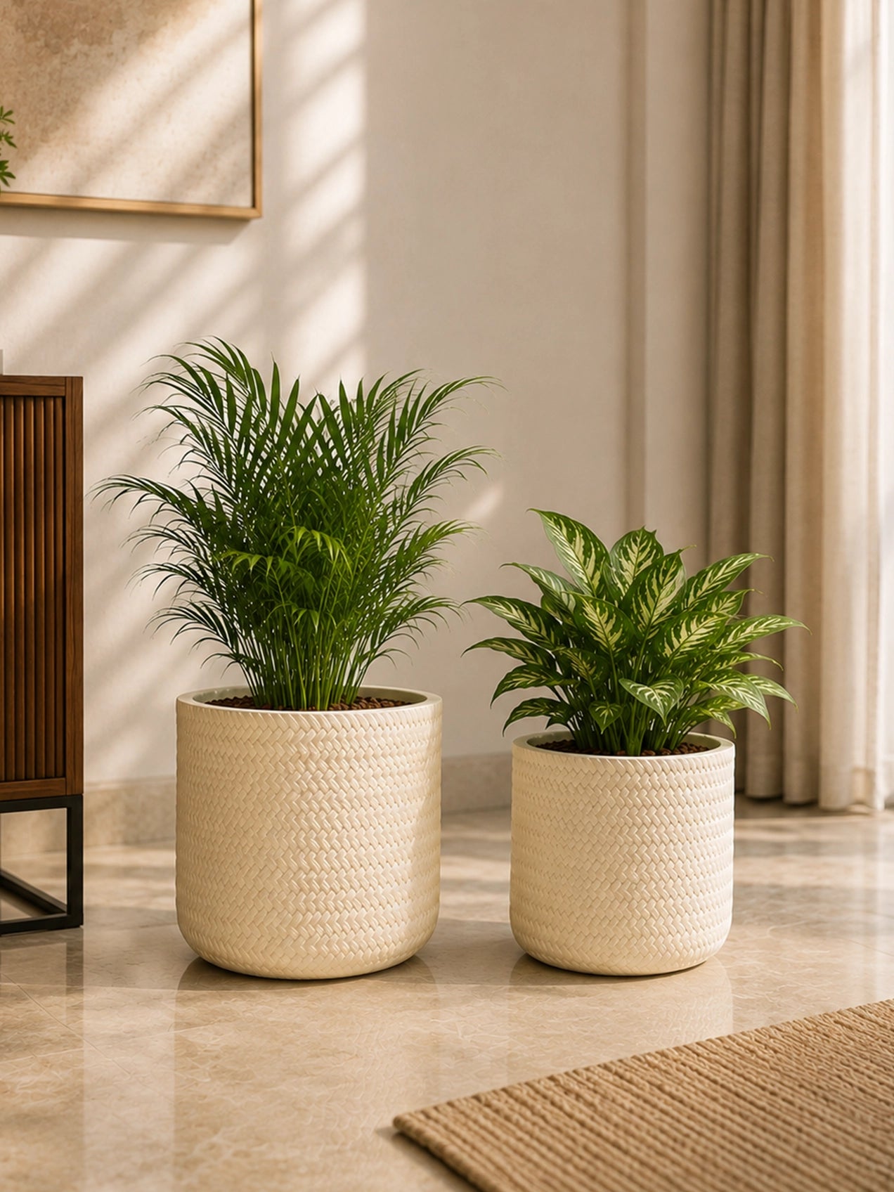 Textured Planter Set | Off White | 30 cm and 24 cm