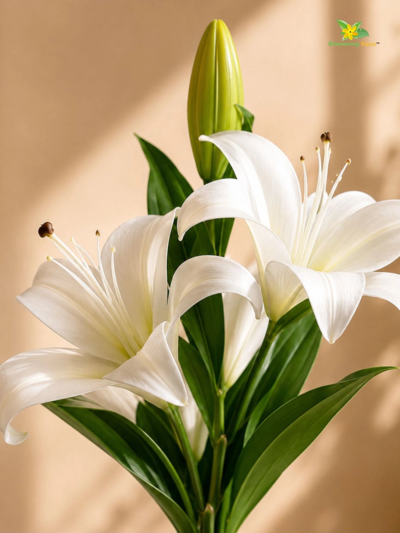 Artificial Lily Flower Stick | White | 35 cm | Set of 2