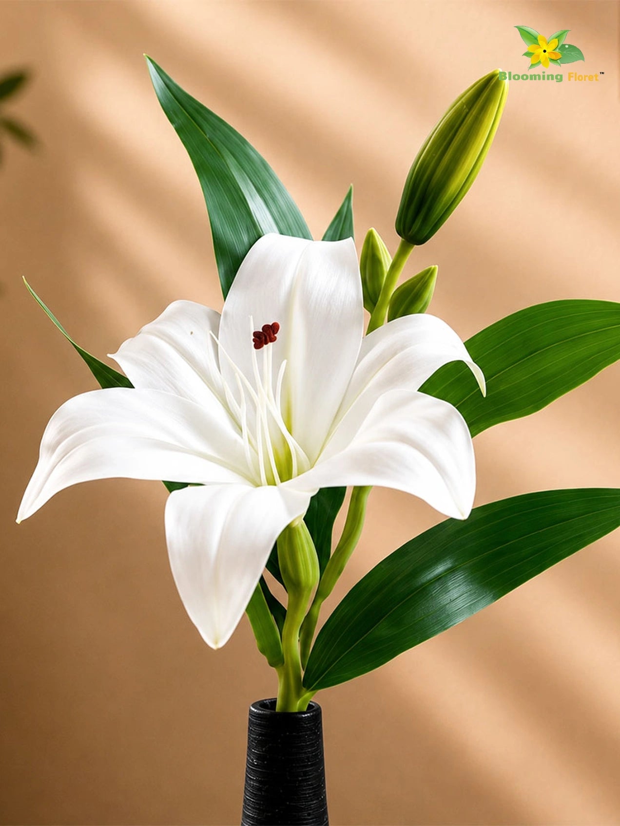 Artificial Lily Flower Stick | White | 35 cm | Set of 2