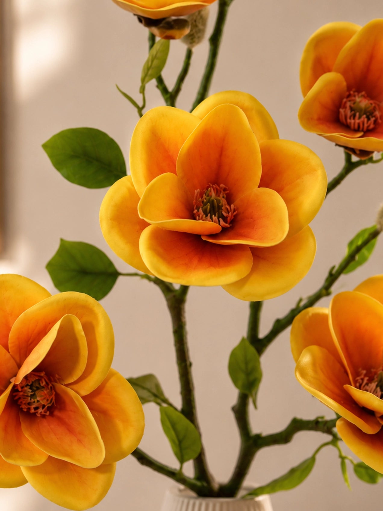 Magnolia Flower Stick | Yellow | 72 cm | Set of 2