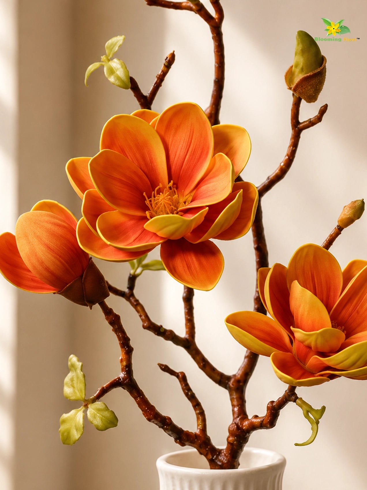 Magnolia Ikebana Flower Stick | Yellow | 72 cm | Set of 2