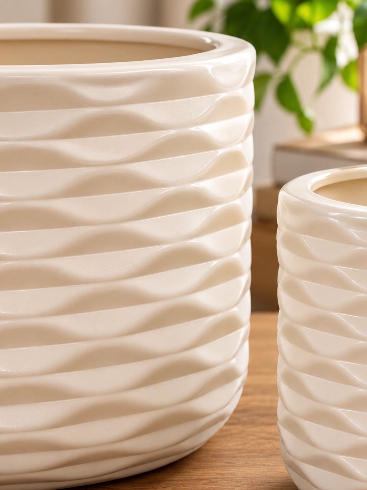 Cylindrical Planter Set | Off White | 28 cm and 21 cm