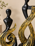 Serene Abstract Black & Gold Figures | 29 cm, 24 cm | Set of 2