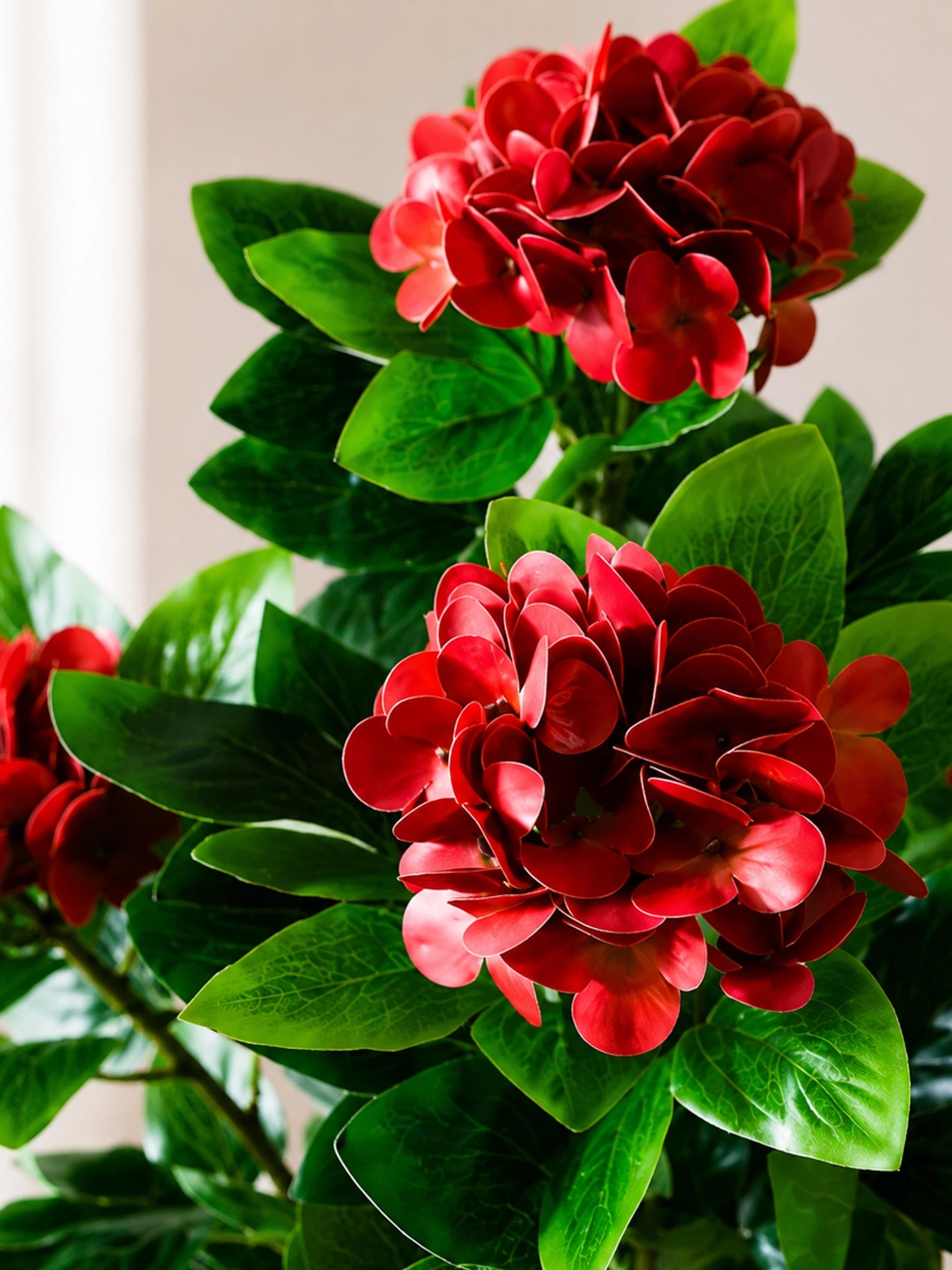 Artificial Hydrangea Flower Bunch | Red | 72 cm