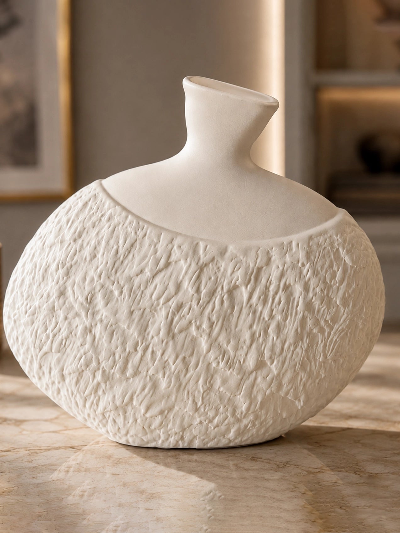 Serene Oval Ceramic Vase | 21 cm