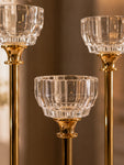 Candle Holder with Glass Base | Golden | Circular Top | Set of 3
