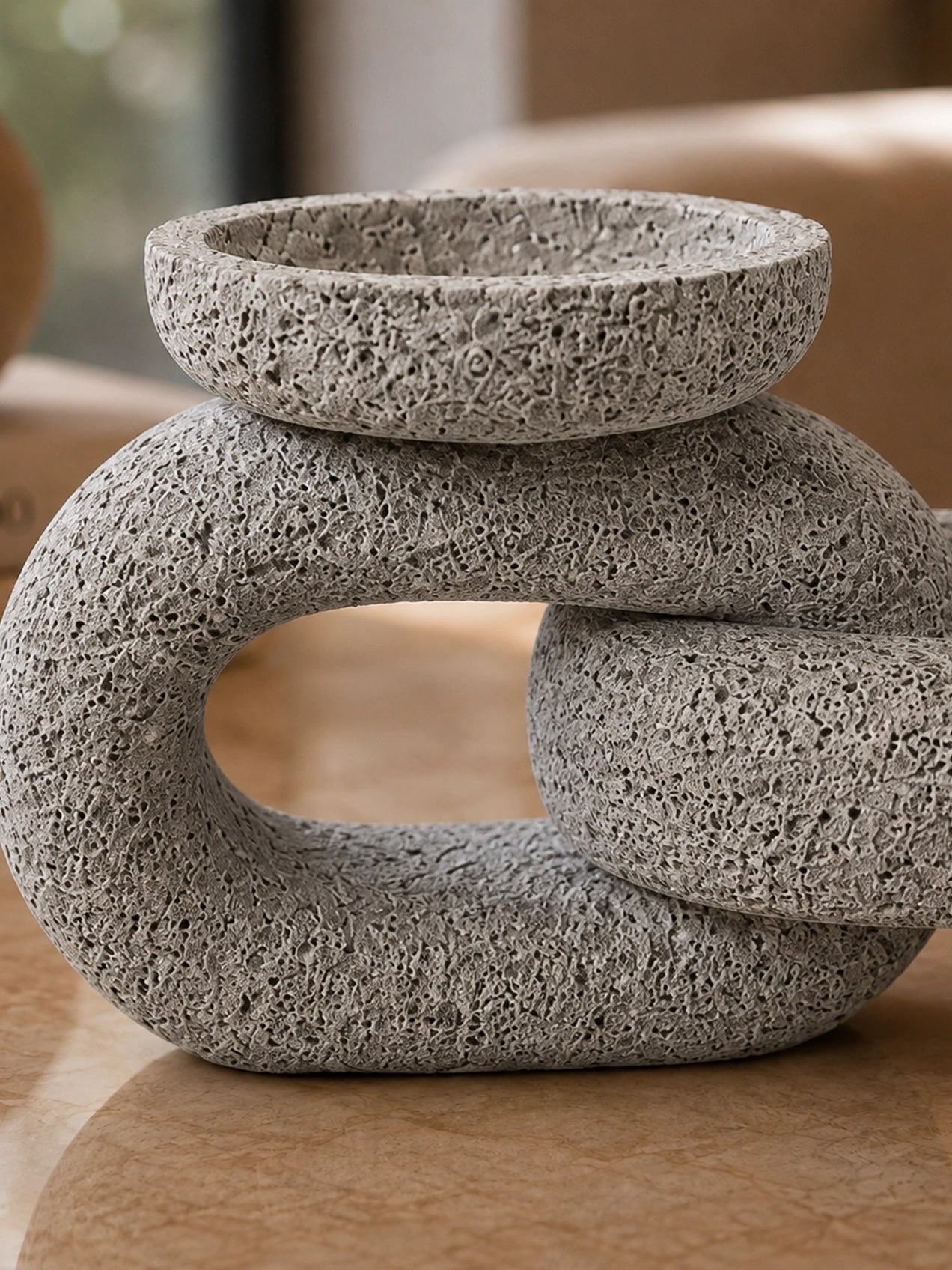 Stone Dual Candle Holder | Grey | 20 cm