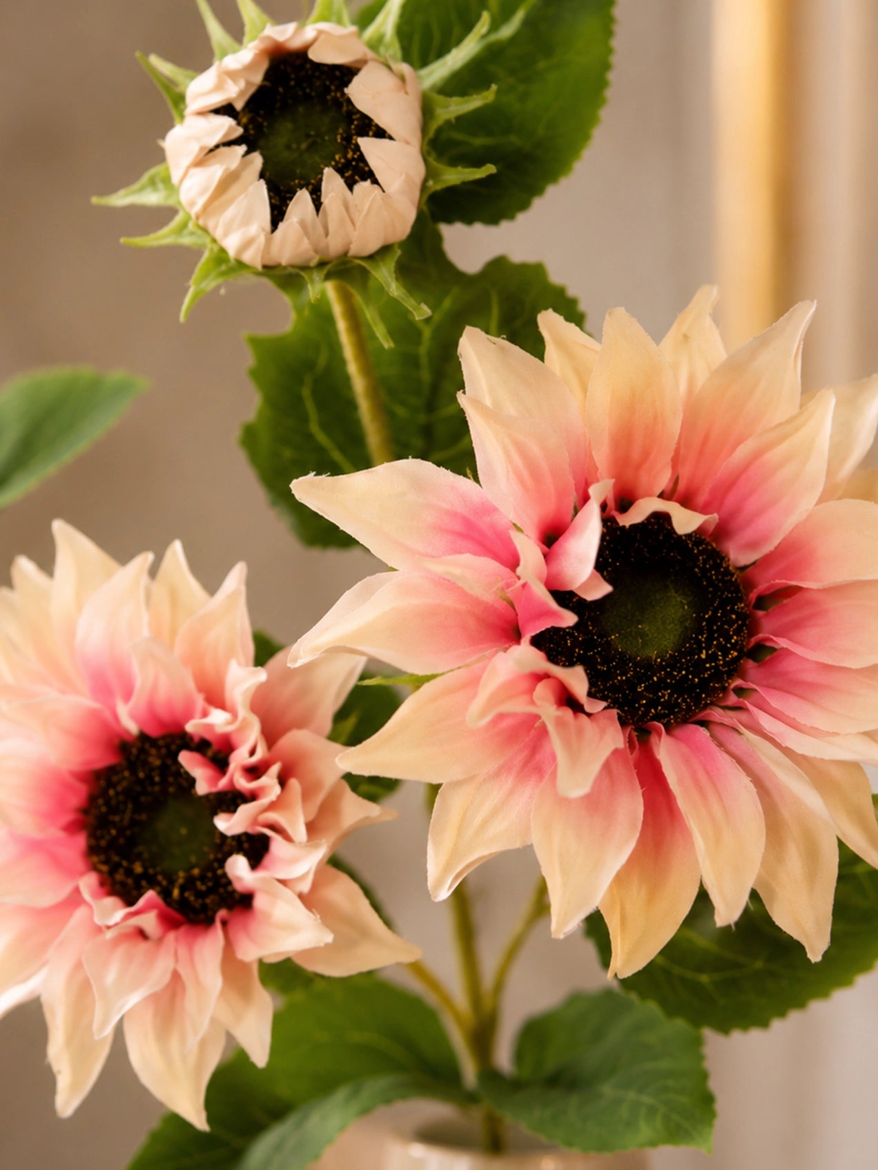 Artificial Sunflower Stick | Light Pink | 78 cm | Set of 2