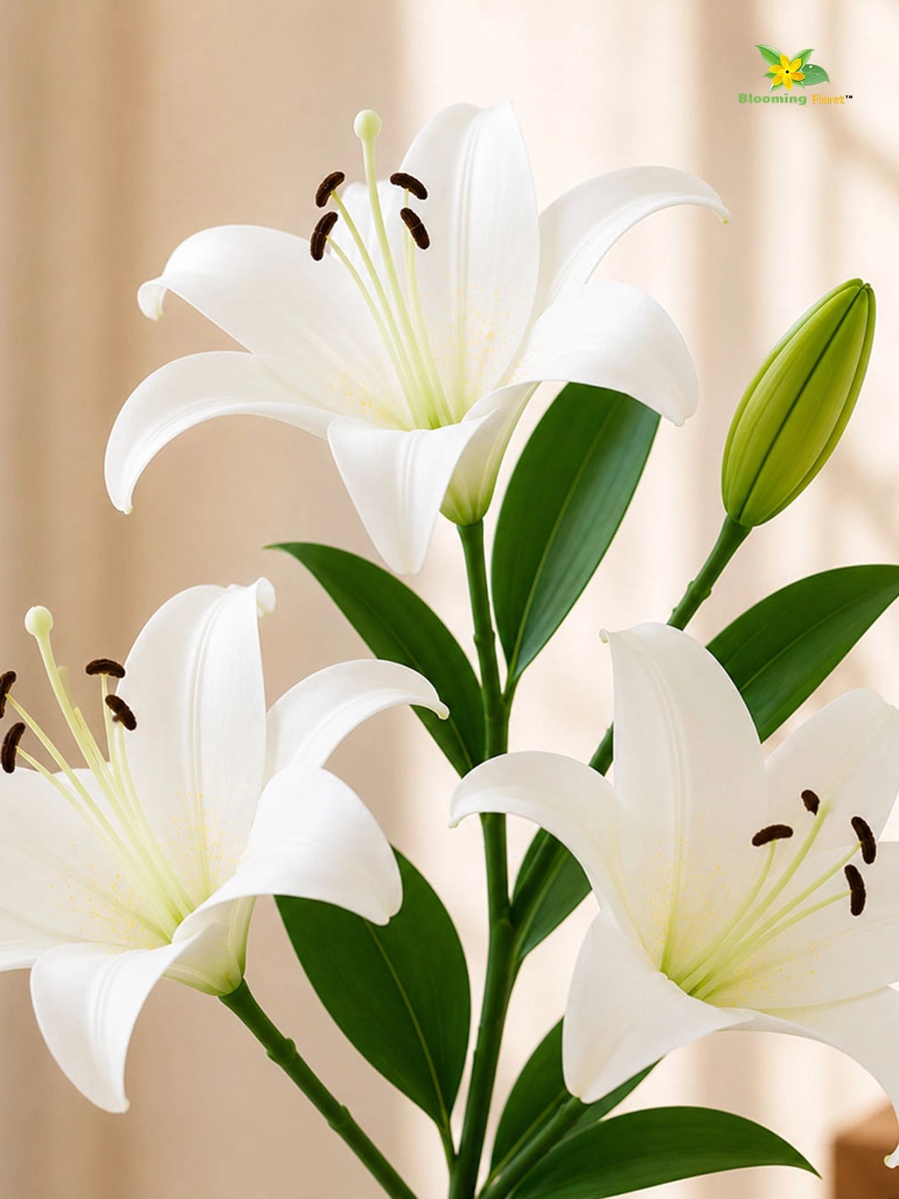 Artificial Lily Flower Stick | White | 78 cm | Set of 2