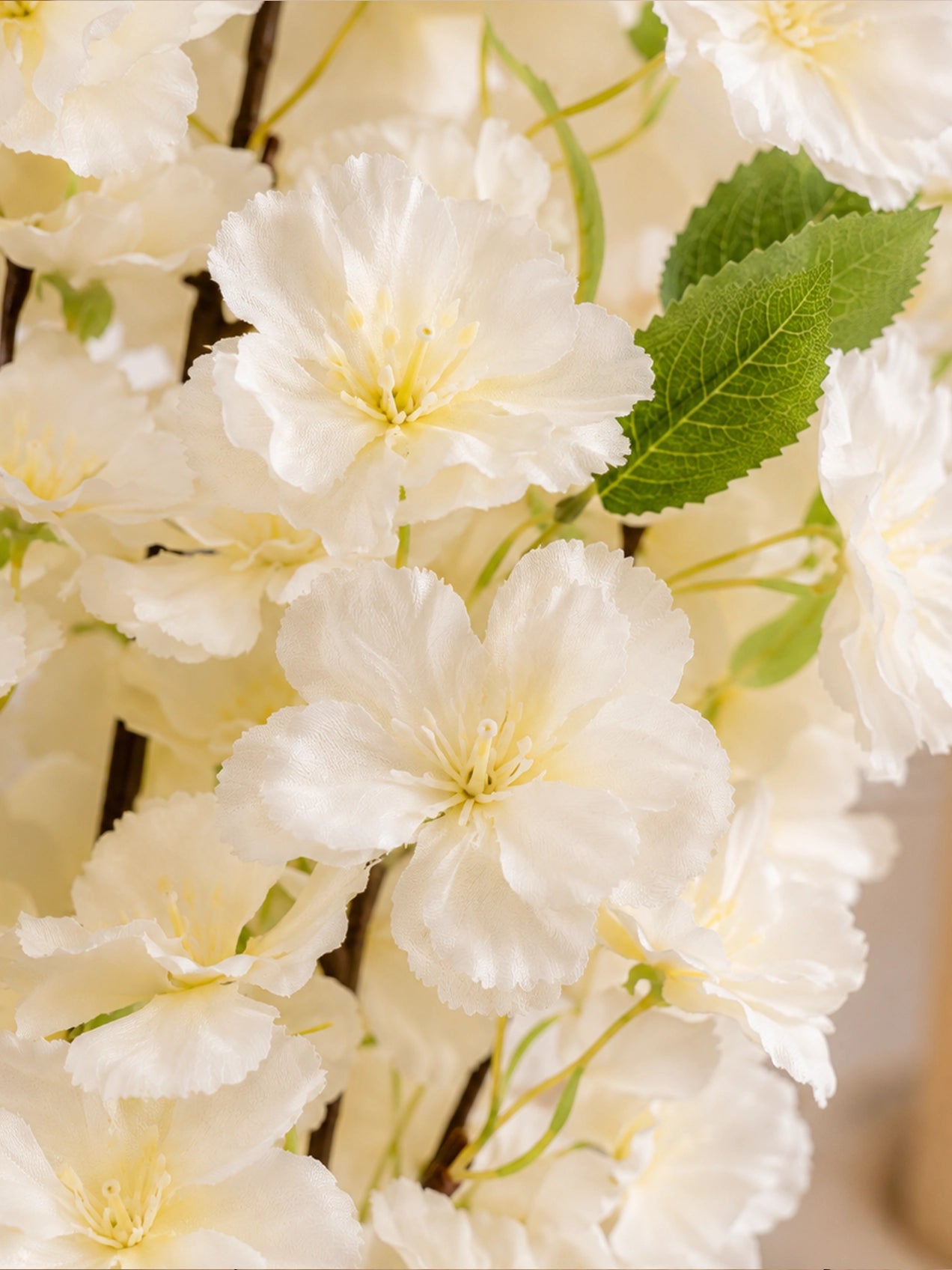 Cherry Blossom Flower Bunch | Off White | 65 cm