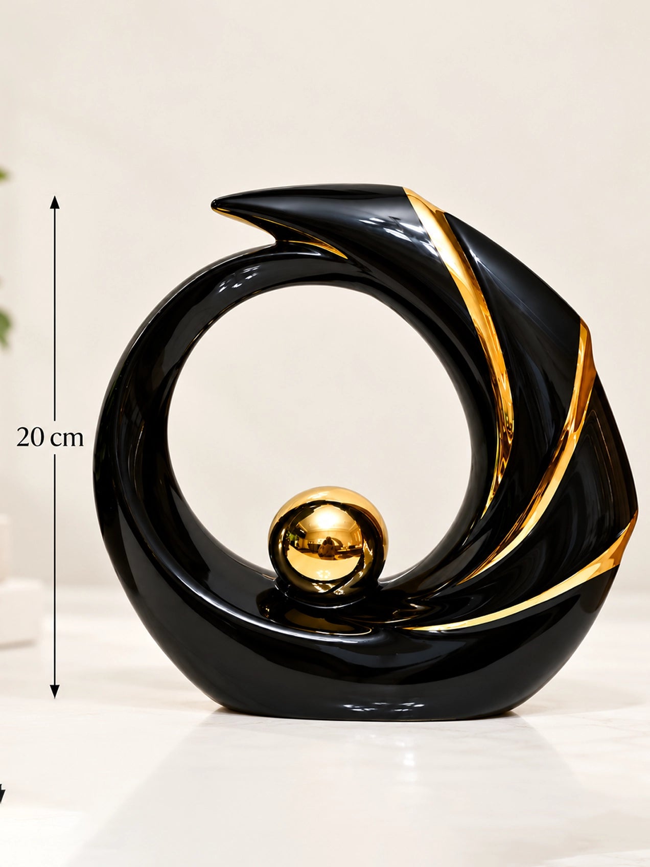 Modern Abstract Art Ceramic Statue | Black | 20 cm