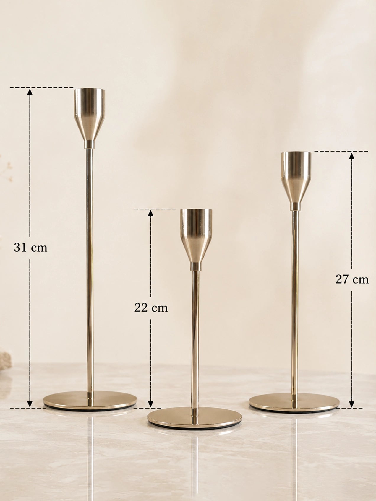 Gold Candle Holder | Set of 3