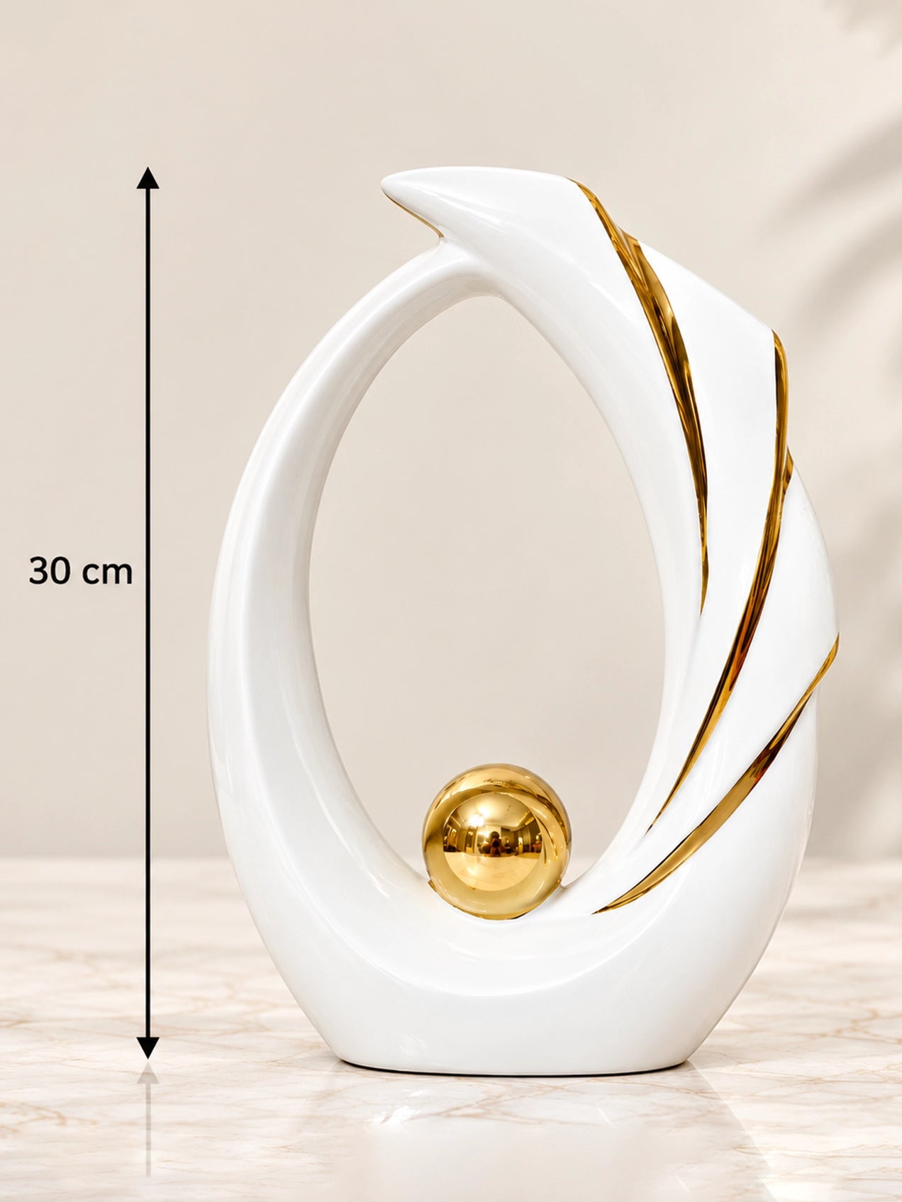 Modern Abstract Art Ceramic Statue | White | 30 cm