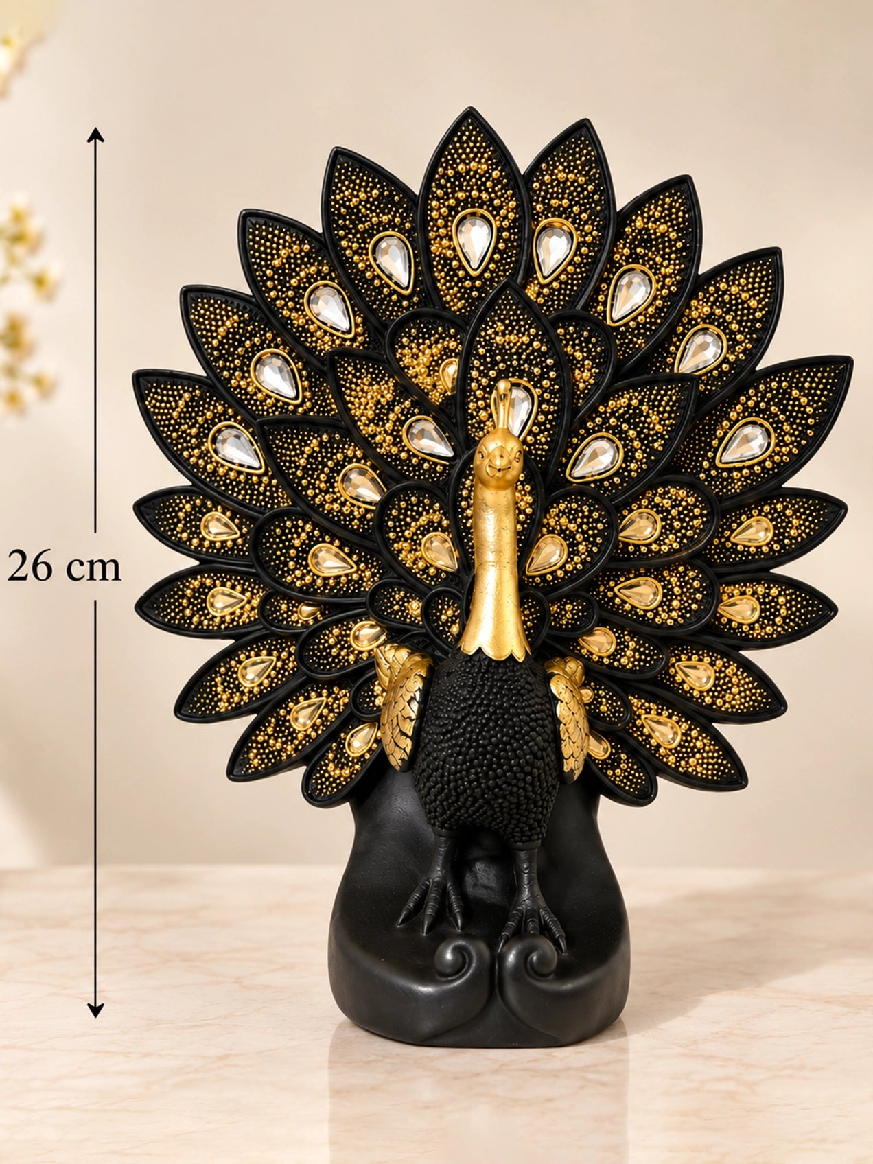 Luxurious Peacock Sculpture | 26 cm