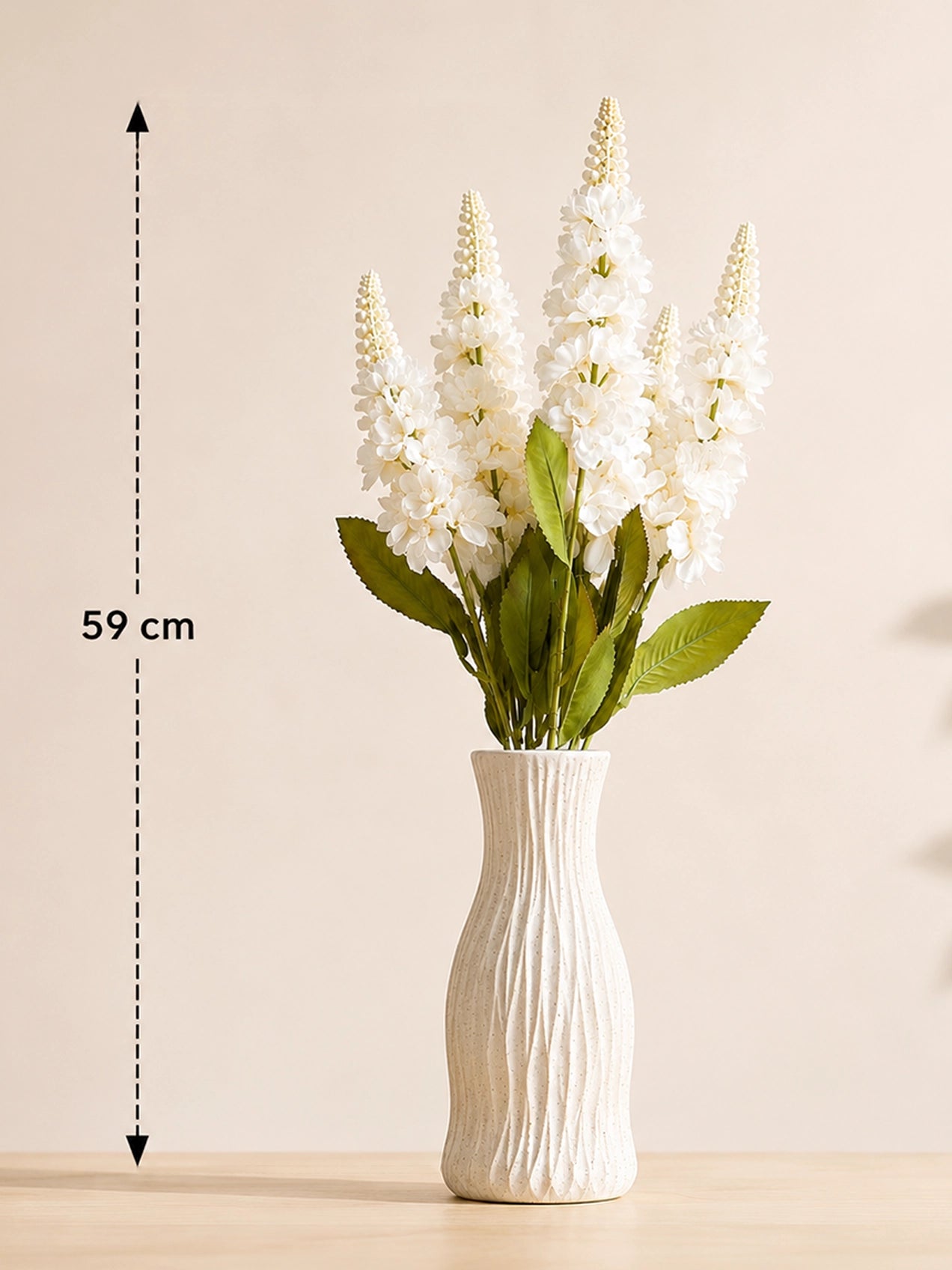 Artificial Snapdragon Flower Bunch | Off White | 59 cm