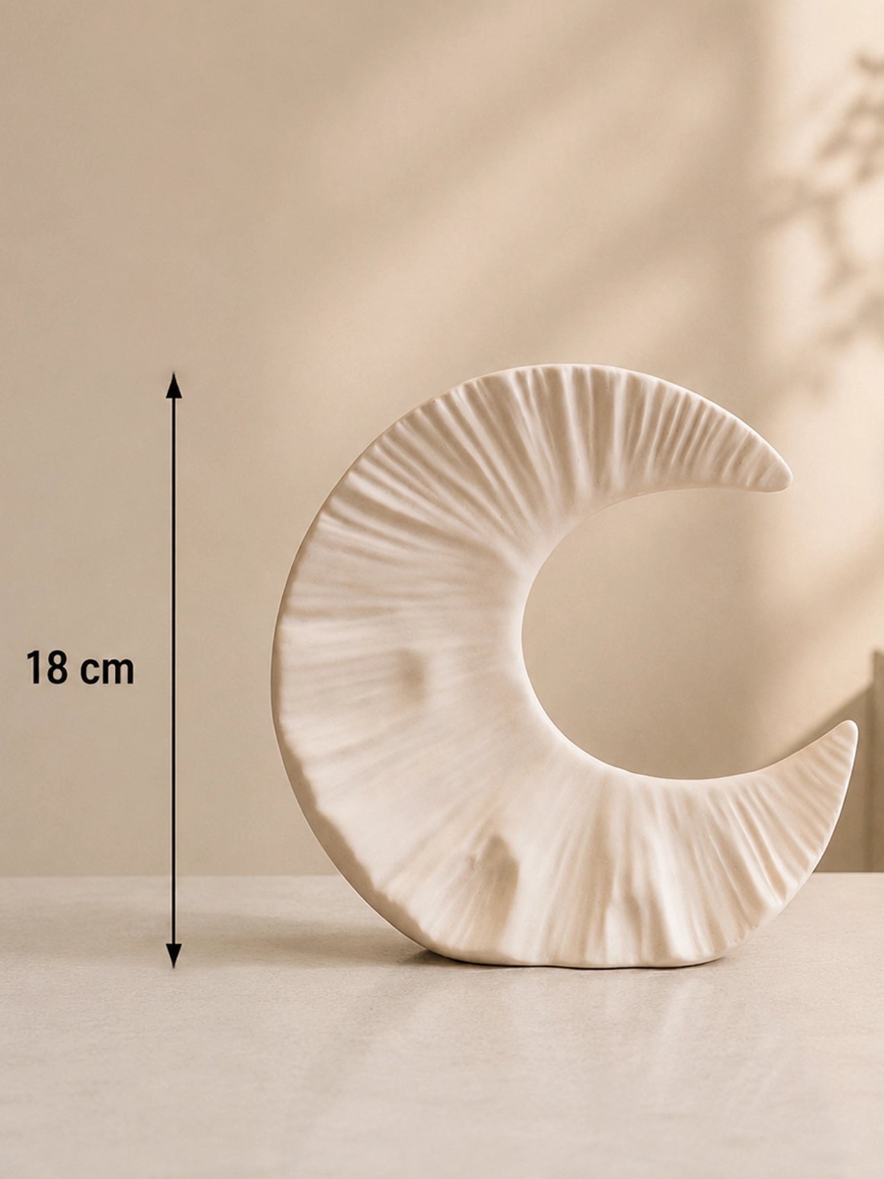 Half-Moon Ceramic Vase | Beige | 18 cm