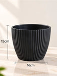 Elegant Ribbed Melamine Pot | Black | 15 cm | Set of 5