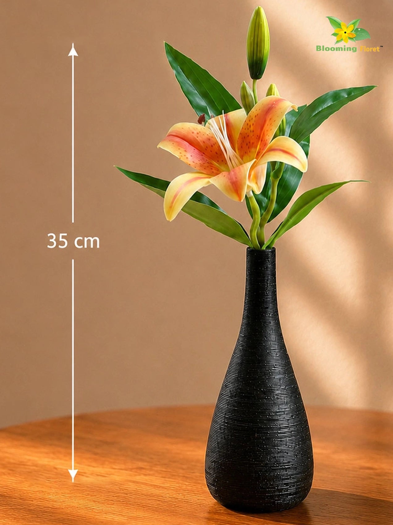 Artificial Lily Flower Stick | Yellow, Orange | 35 cm