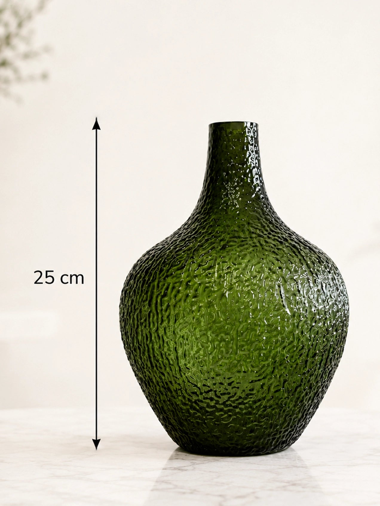 Globular Glass Vase | Green | 25 cm