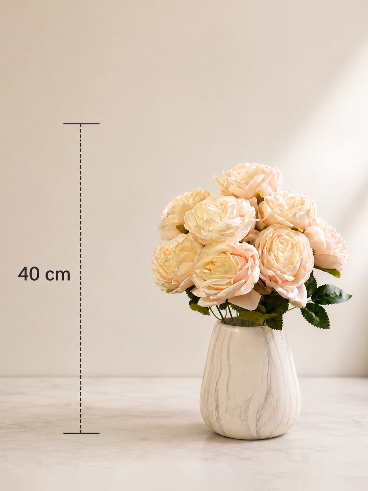 Artificial Rose Flower Bunch | Off White | 40 cm