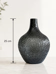 Globular Glass Vase | Black | 25 cm