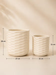 Cylindrical Planter Set | Off White | 28 cm and 21 cm
