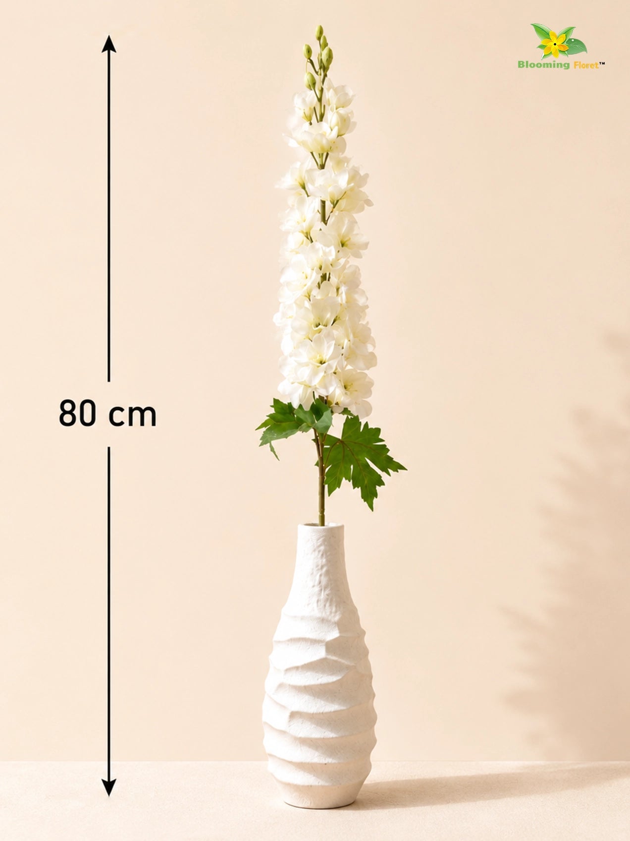 Delphinium Flower Stick | White | 88 cm