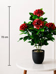 Artificial Hydrangea Flower Bunch | Red | 72 cm