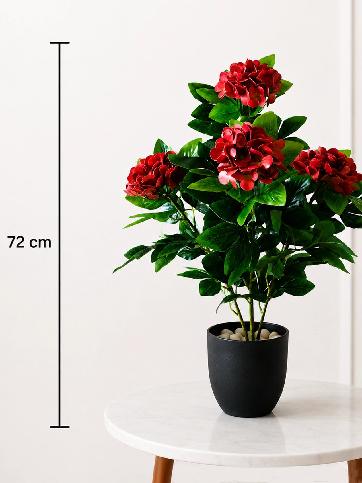 Artificial Hydrangea Flower Bunch | Red | 72 cm
