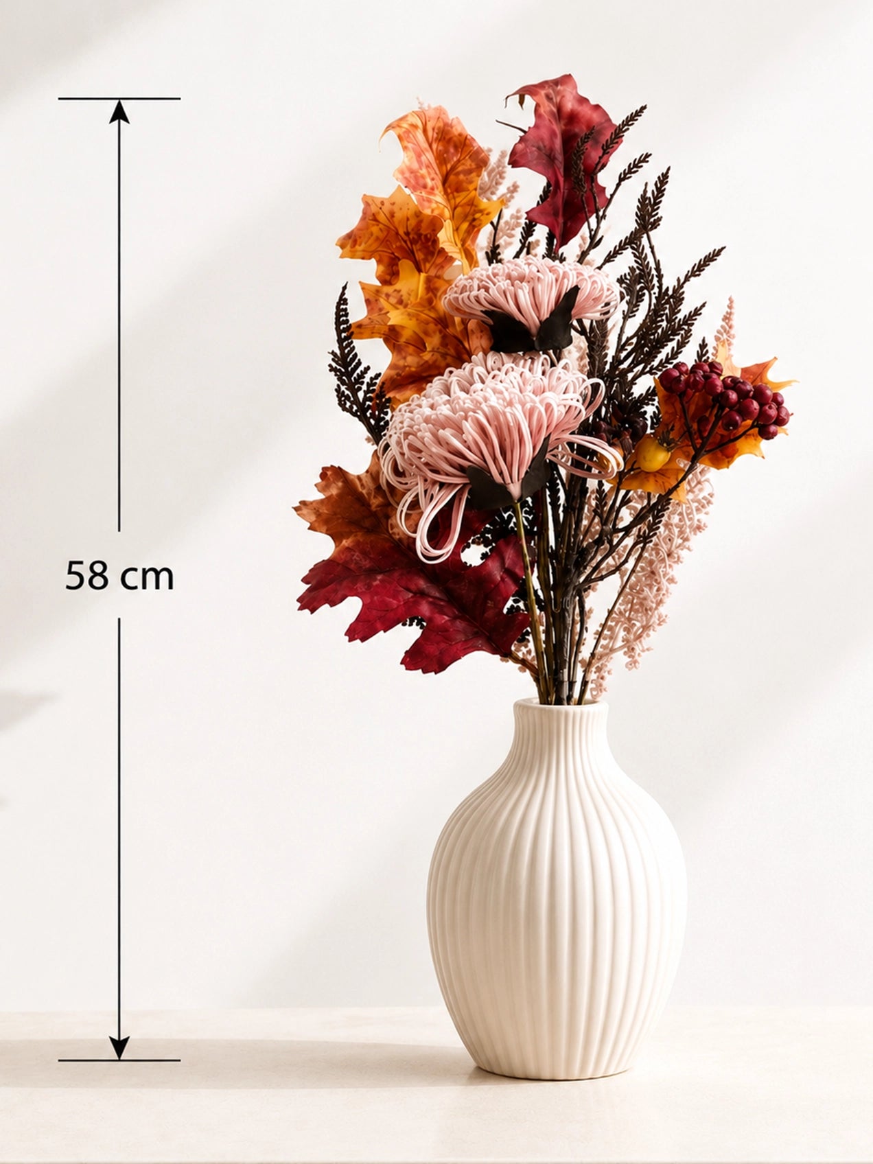 Autumn Essence Faux Dahlia Bouquet | Peach | 58 cm